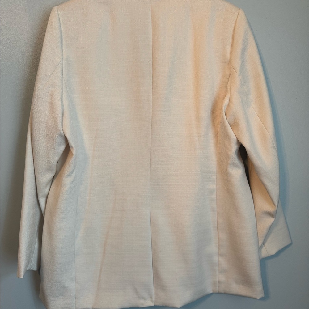 H&M Cream Blazer Textured Suit Jacket - Picture 5 of 5